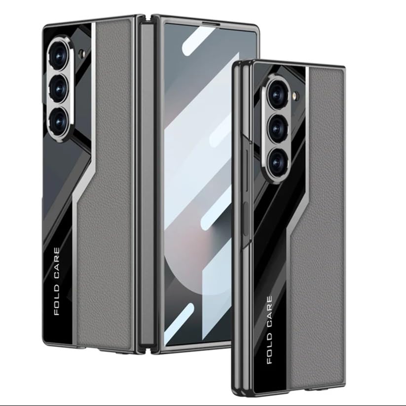 Image of MILLION CASES Back Cover Case for Samsung Galaxy Z Fold6 Shockproof Protective Quilted Classic Plain Leather Craft Case for Men & Boys(Black)