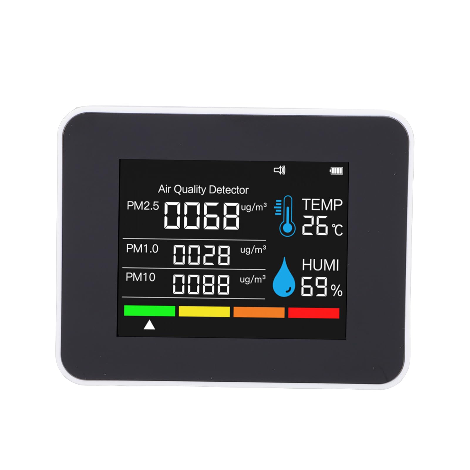 Monitor de calidad del aire 8 en 1 para el hogar, detector interior de CO2 HCHO TVOC PM2.5 PM10 (Blanca 2CO8T)