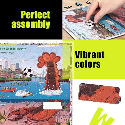 Image of FIFA World Cup 2026 City Puzzle Boston Poster - Wooden Puzzle for Adult, 200 Pieces Irregular Shape Puzzle, 5MM Thick, Creative Collectible Gift for Fans, Officially Licensed Product, 9.3x11.8''