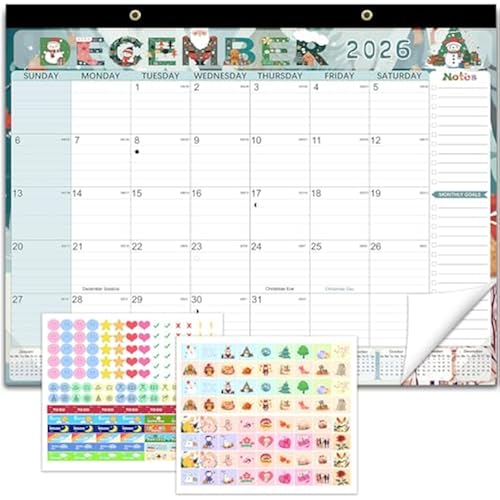 Desk Calendar 2026, Extra Large Calendar 2026 with Stickers, 22" x 17" Seasonal Desktop Calendar for Home, Office, Teacher Supplies, Thick No Bleed Paper, Ample Space, Non Curling
