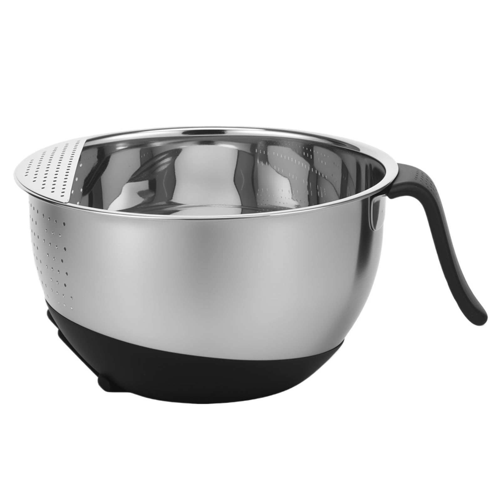 Colador De Arroz De Acero Inoxidable Cuenco colador for lavar arroz de acero inoxidable con Base silicona y mango, escurridores laterales versátiles for limpiar frutas verduras