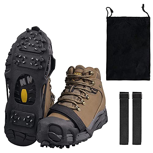 1 par de fundas antideslizantes para zapatos, tacos de tracción de hielo, tacos de nieve para hielo, 28 pinzas de hielo para zapatos y botas,...
