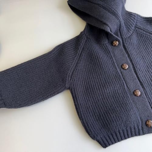 Boys' Long Sleeved Hooded Knit Cardigan Button-Front Sweater3