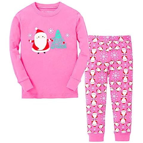 Tphon Girls Christmas Pajamas Toddler Boy Kids Holiday Pajamas Set Santa PJS Winter Sleepwear Children Clothes(Pink,8T) Cover