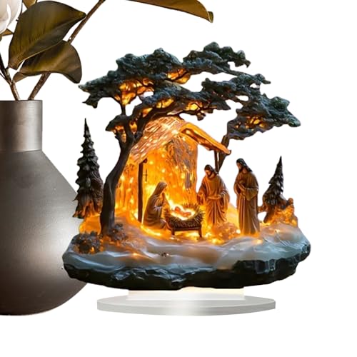 Statuine Del Presepe In Acrilico - Elegante Set Per Scene Di Natale, Ornamenti Trasparenti Della Sacra Famiglia Per La Decorazione | Figure Del Presepe Fatte A Mano Per Tavolo, Mensola, Finestre, Scri