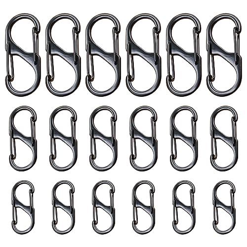 COVITKAN 18 PCS Zipper Lock Theft Deterrent, Dual Opening Pull Replacement, Backpack Lock Quick Disconnect Carabiner to Keep Zippers Closed, Black