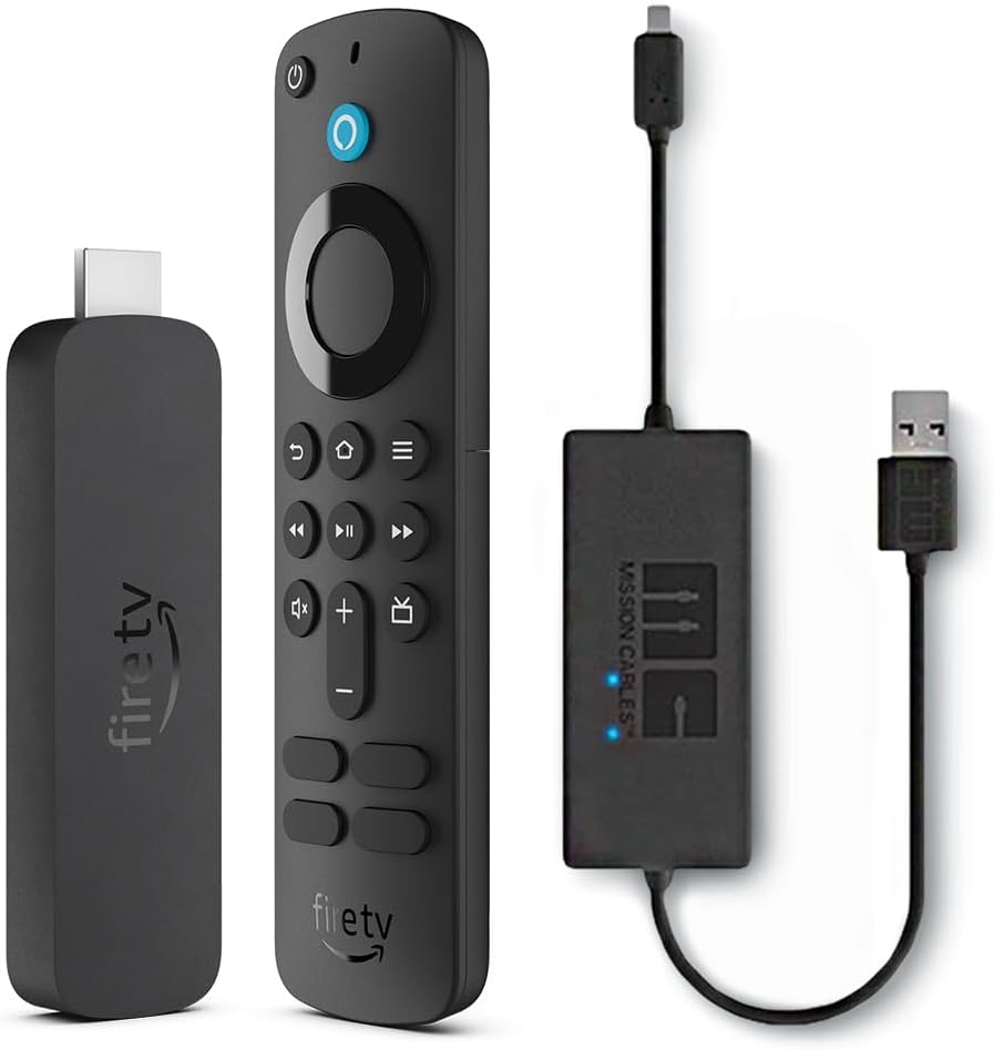 Fire TV Stick 4K with USB Power Cable (eliminates the need for AC adapter)
