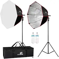 SOU FOTO Kit Iluminação Softbox Octagonal Tripe Lâmpada 150w e Bolsa de Transporte para Estúdio Fotográfico (220V)