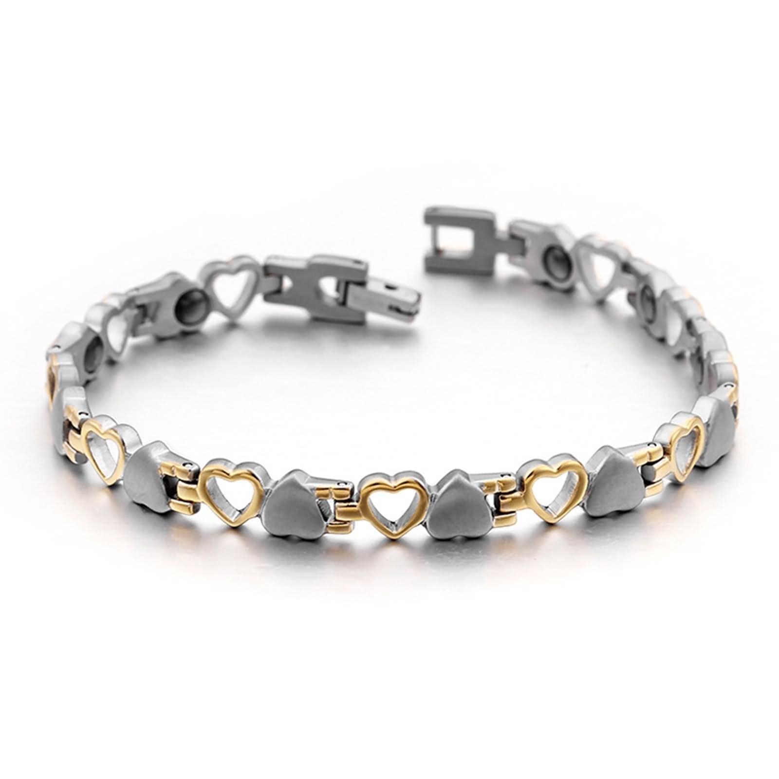 Pulseras Acero Inoxidable Hombre, Brazalete Joya Hombre Pulsera Amor Imán Plata Oro B 205X7mm para Aniversario