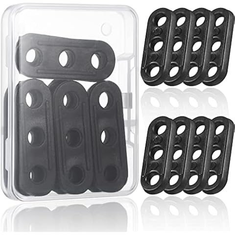 8 Pcs 3-hole Plastic Guyline Tensioner Tent Rope Tensioner Cord Tightener Rope Adjuster Tents Rope Fastener Wind Rope Buckle Fastener Tightener with Box for Outdoor Camping Hiking Picnic, Black Cover