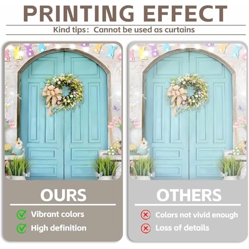 XMJJKUF Easter Backdrop 10x8ft Vintage Brick Wall Floral Spring Bunny Tulip Easter Eggs Background Baby Shower Kids Party Supplies Banner Photo Booth Props, Vinyl Material, Multi Color by XMJJKUF - Used condition - Image 4