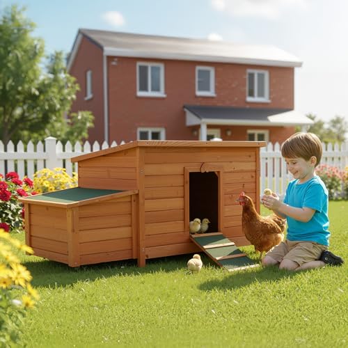 Pollaio con casetta di nidificazione e base estraibile 136x74x70 cm in legno - immagine 3