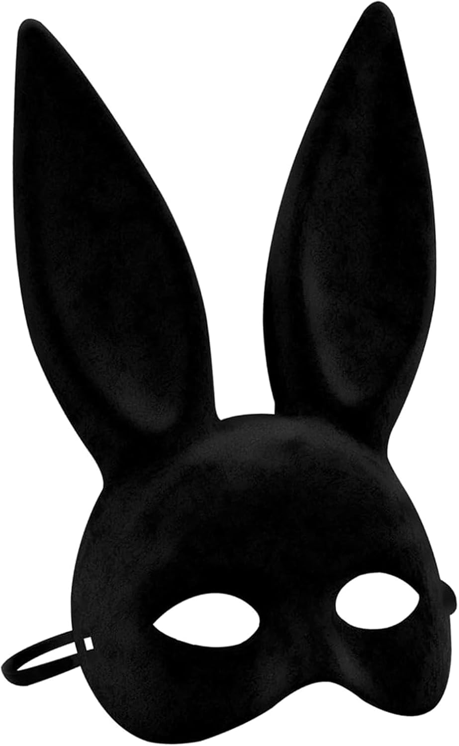 Velvet Bunny Mask - Black Rabbit Party Mask with Soft Foam Nose Pad & Long Ears - 14x7 Inches | Elegant Half-Face Mask for Halloween, Masquerade