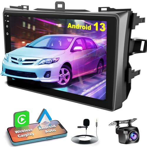 Android 13 Car Stereo for Toyota Corolla 2009-2013 with Wireless Carplay& Android Auto, 9 Inch Corolla Car Radio Support Buetooth5.2/Voice Control/5G WiFi/GPS/Backup Camera/SWC/FM IPS Screen,4+64GB