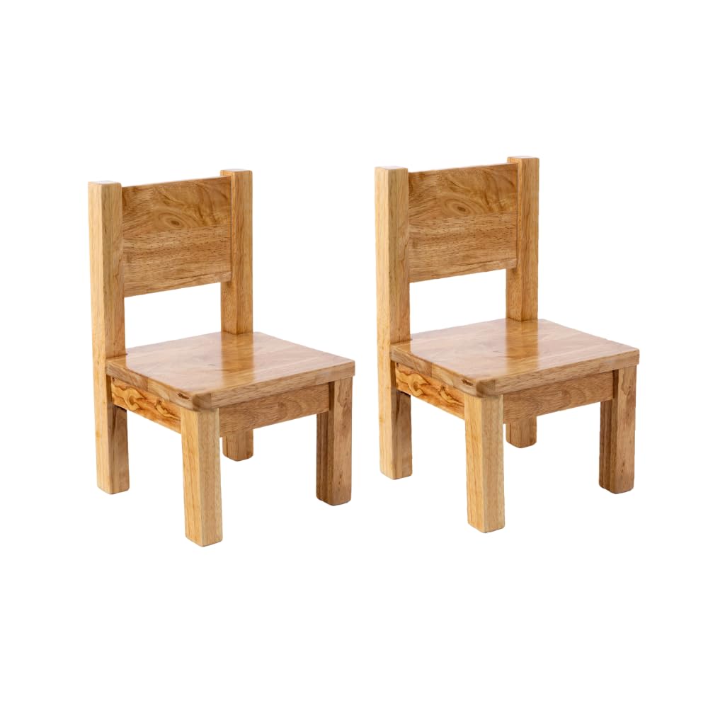 Pioupiou et Merveilles - Set di 2 sedie - Colore legno naturale - per bambini tra 1 e 4 anni - Legno molto resistente - Confortevole - Seduta 18 cm - Adatto per bambini piccoli - 16358
