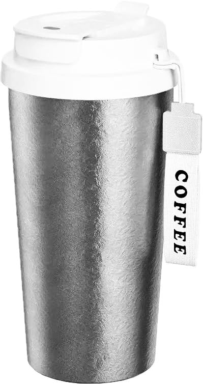 UTitanium Titanium Coffee Cup Double Wall Ultralight Ti Travel Mug Vacuum Insulated Hot or Cold with Leakproof Lid Wide Mouth for Backpacking Commute Camping Cafe Gym Home Office Water Tea Bottle
