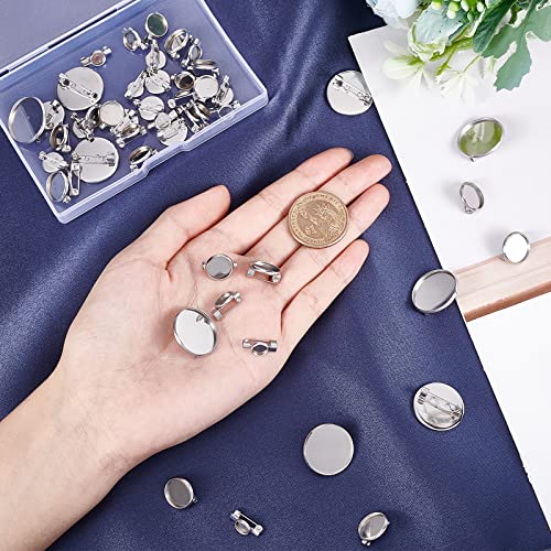 UNICRAFTALE 50pcs 5 Sizes 6/8/10/12/20mm Flat Round Brooch Pin Stainless Steel Brooch Bezel Trays Base Blank Brooch Tray for Jewelry Making Stainless Steel Color - Image 4