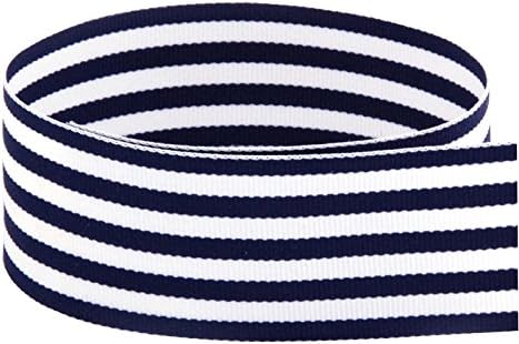 USA | American Made 1-1/2" Navy & White Monarch Striped Grosgrain Ribbon - 100 Yards (Multiple Colors & Widths Available)