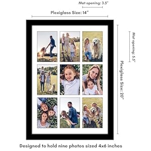 Americanflat 14x20 Collage Picture Frame with Polished Plexiglass - Fits Nine 4x6 Photos or One 14x20 Photo - Gallery Wall Frame Set - Signature Collection - Photo Frame for Wall Display – Black Americanflat 14×20 Collage Picture Frame with Polished Plexiglass Fits Nine 4×6 Photos or One 14×20 Photo Gallery Wall Frame Set Signature Collection Photo Frame for Wall Display–Black