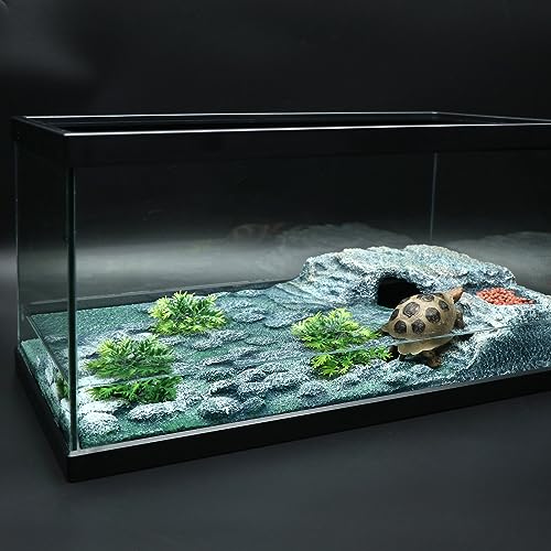Image of AQUA KT Turtle Ramp Climbing Basking Platform, Tortoise Dock and Hideout, Turtle Food Bowl, Terrarium Plant, in Complete Terrarium Aquatic Decoration Kit, Pack of 1