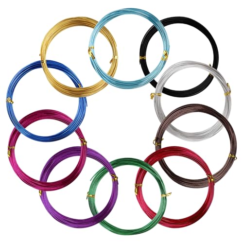 10 Rollos Alambre Manualidades 1,5mm - 50m Alambre Artesanal de Aluminio Multicolor Alambre de Metal Flexible para Bricolaje Joyería Modelado Escultura Manualidades - 10 Colores