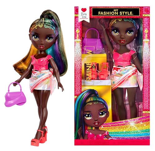 Muñeca articulada Rainbow High con conjunto de ropa multicolor y bolso exclusivo