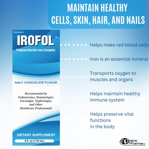 Irofol High Potency Liquid Iron Dietary Supplement | Iron For Kids And Adults | Iron Supplement For Women And Men | Malt Chocolate Flavor | 4 Fl Oz (118 Ml) | 100Mg Polysaccharide Iron Complex For Anemia Iron Deficiency And Energy Support | Sugar Free Alcohol Free | #TOP2