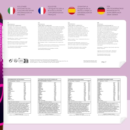 Multivitamine & Mineralien für Frauen - 24 essentielle aktive Vitamine & Mineralien mit zusätzlicher Hyaluronsäure - 180 vegane Tabletten - keine synthetischen Füllstoffe oder Bindemittel - Nutravita – Bild 4