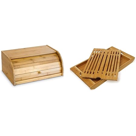 Relaxdays Brotkasten Bambus HBT: 16,5 x 40 x 27,5 cm Rollbrotkasten ...