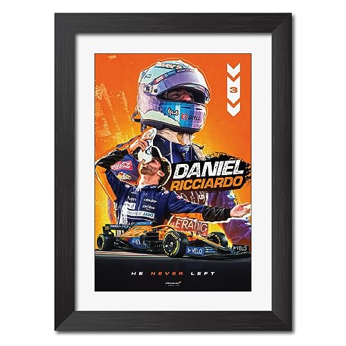Image of TenorArts Daniel Ricciardo Poster F1 Driver Posters Formula One Photo Frame Painting with Matt Finish Black Texture (12 inches x 9inches)