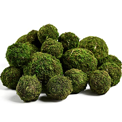 Image of Usmola 18pcs Fake Moss Balls, 6pcs 3.2 inch Faux Green Balls + 12pcs 2 inch Artificial Moss Decorative Balls for Centerpiece Bowls (Fresh Green)