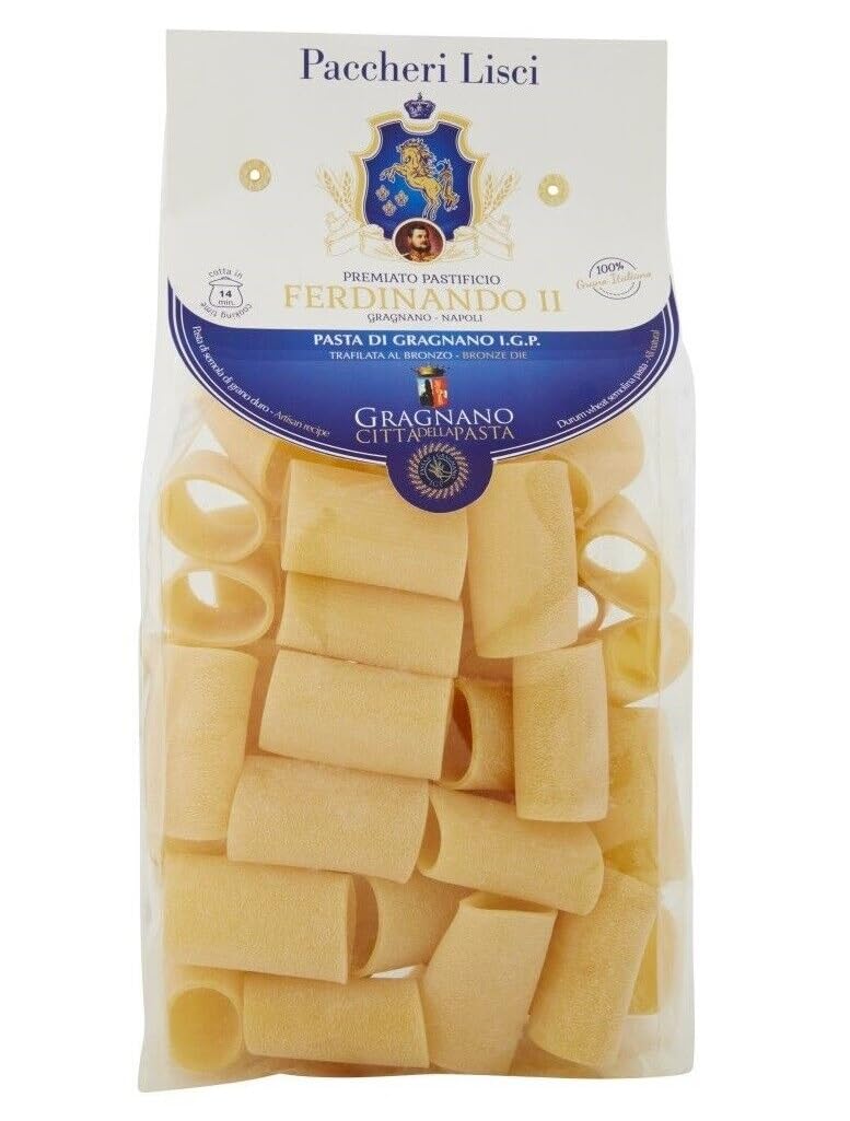 Rummo 12er-Pack Pastificio Ferdinando II Paccheri Lisci Pasta di Gragnano I.G.P.,Nudeln aus Hartweizengrieß 500g