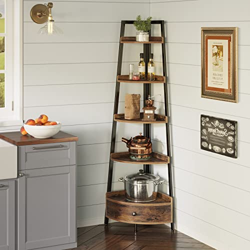 Seventable-Corner-Shelf-with-Drawer-5-Tier-Corner-Bookshelf-Freestanding-Corner-Shelf-Unit-Rustic-Brown-Corner-Bookcase-Corner-Plant-Stand-for-Living-Room-Kitchen-Home-Office Seventable Corner Shelf with Drawer 5 Tier Corner Bookshelf Freestanding Corner Shelf Unit Rustic Brown Corner Bookcase Corner Plant Stand for Living Room Kitchen Home Office
