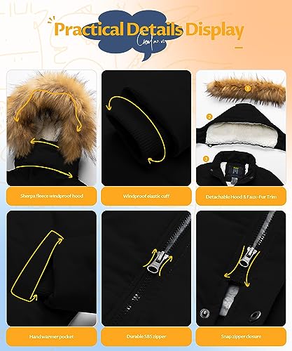 Image of CREATMO US Boy's Sherpa Long Parka Winter Coat Thicken Water Repellent Puffer Jacket With Removable Faux Fur Hood