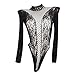 Sheer Bodysuit for Women Tummy Control Fishnet Casual Naughty Teddy Babydoll Slutty Nightwear Sheer Mesh Erotic Fashion Funny,Black,One Size