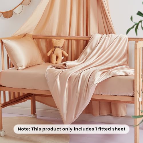 THXSILK Pure Silk Fitted Crib Sheet, Organic Crib Bedding-Ultra Soft, Smooth, 100% Top Grade Mulberry Silk, 28" x 52" x 8" (Champagne#1) - Image 5