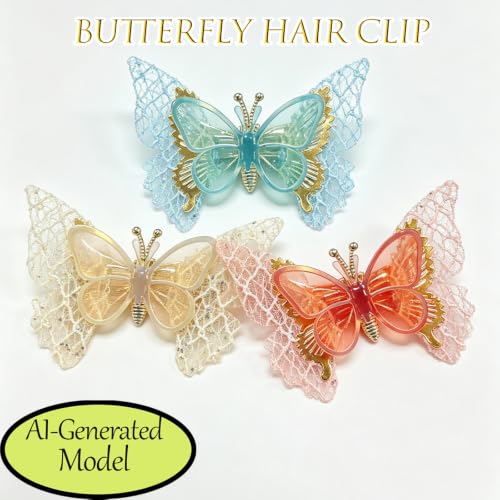 3 piezas pinzas de cabello mariposa móvil brillo 3.15 pulg miniatura 7