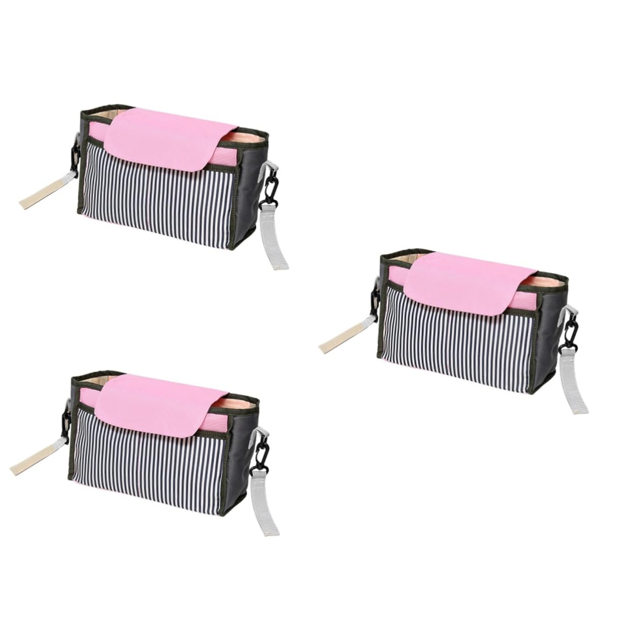 ibasenice 3 Pezzi Borsa Portaoggetti Passeggino Organizer Bottiglia Giocattoli Pannolini Robusto Nero