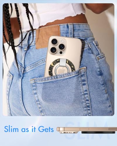 Image of Toycamp Phone Grip Ring Holder Compatible with MagSafe - Magnetic Phone Grip Stand Women Cute Painting Removable Rotatable Magnet Accessories for iPhone 17 Pro Max /16 /15 /14 /13 /12 Series, Moon Star