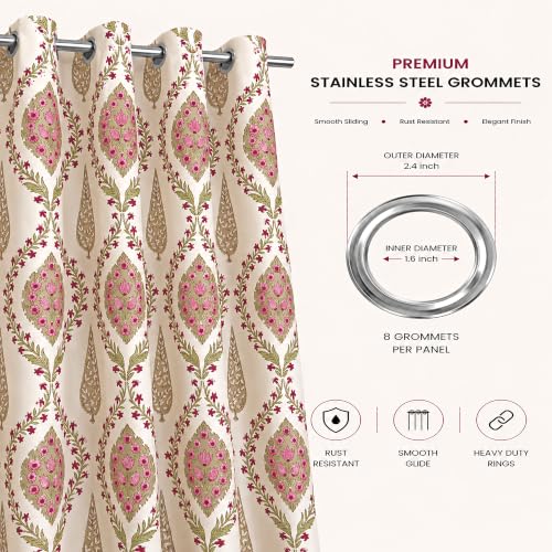 Image of Clasiko Cotton Sheer Curtain Set of 2 | 54x84 Inch /7 Feet | Blush Ivory