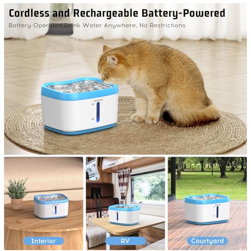 Boxiristar XR240400160-0-NEW1 Cat Water Fountain Wireless Pet Fountain Battery Operated,84Oz/2.5L Automatic Dog Water Dispenser thumb #3