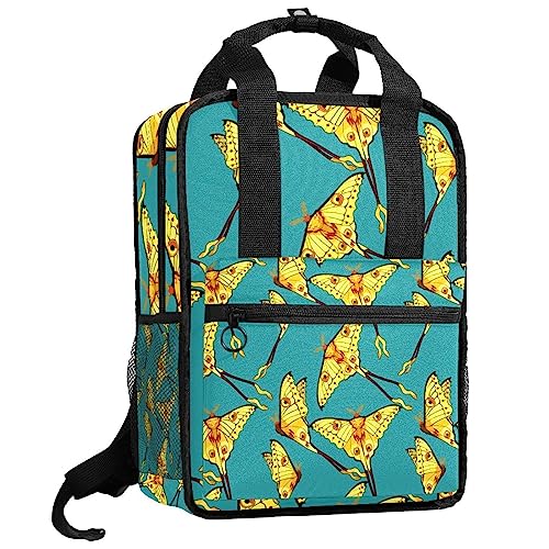 Cartable pour filles et garçons multicolore avec motif papillon turquoise