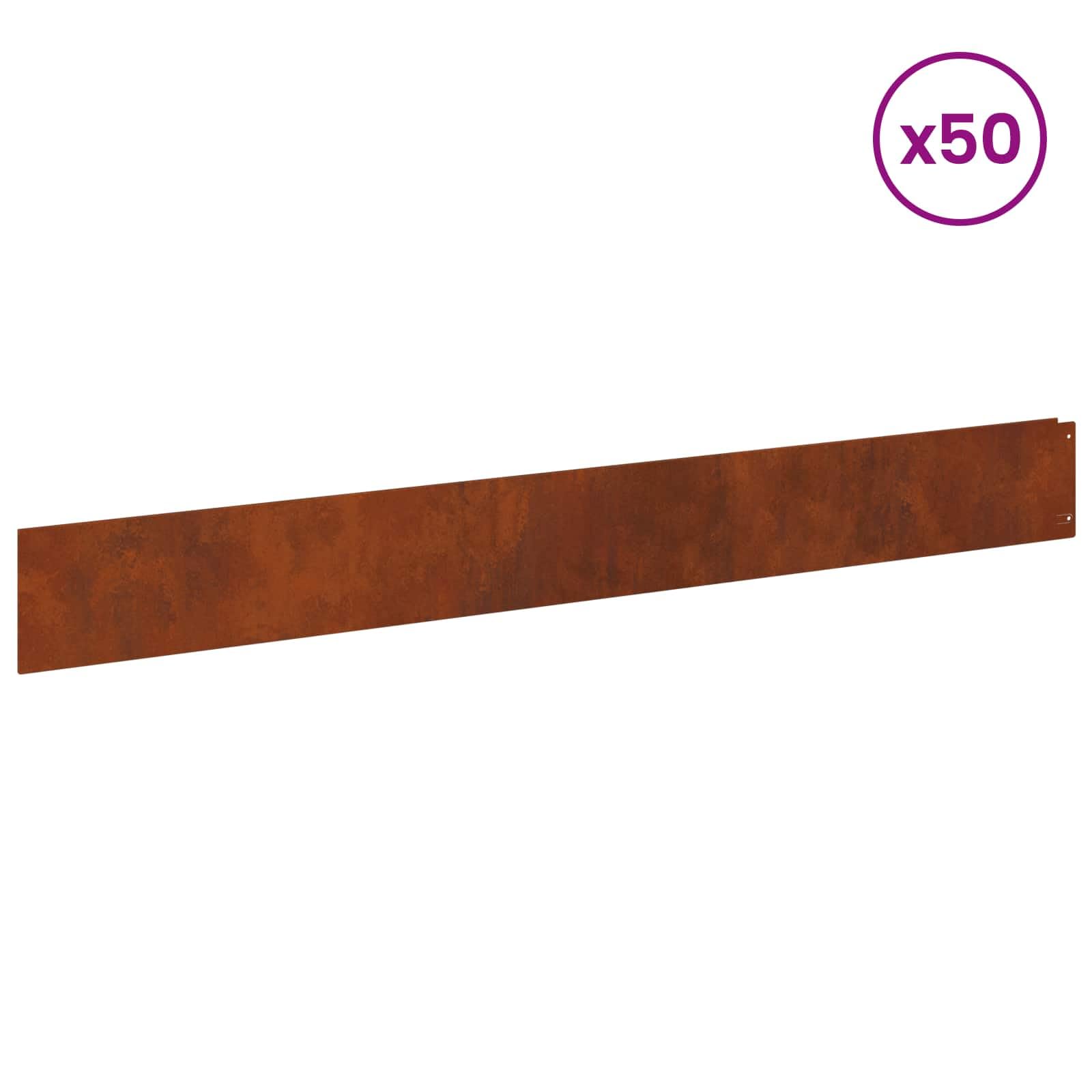 Krawędź trawnika 50 szt. 100 x 12 cm stal | Wykończenie malowane proszkowo, elastyczna konstrukcja dla krzywizn i prostych linii, łatwy montaż, do ogrodu i krajobrazu