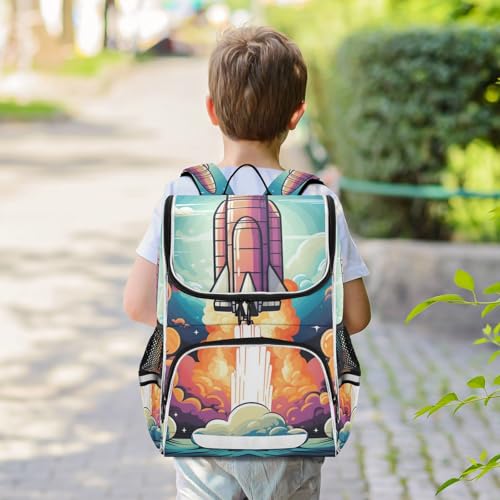 Mochila infantil de cohete espacial para el colegio y viajes escolares de niños 7