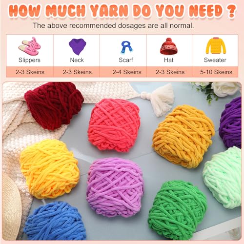 Image of Buryeah 40 Skeins Soft Chenille Yarn for Crocheting 2187 Yards Multicolored Blanket Velvet Bulky Thick Fluffy Plush Fluffy Yarn for Hand Knitting DIY Rugs Scarf Gloves Stuffed Animals Bags(40 Colors)