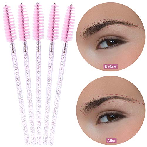Image of Tbestmax 200 Disposable Eyelash Brush Mascara Wands Spoolies for Eye Lashes Extension Eyebrow and Makeup Pink
