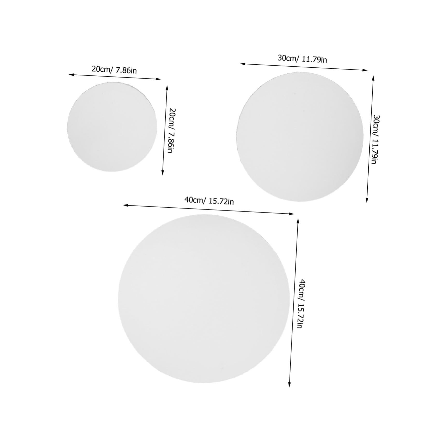 SEWACC 3pièces Toiles Ronds Entoilées Coton Vierge Pour Peinture à Huile Châssis Tendus Pour Artistes Formats