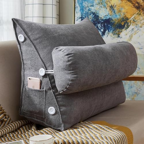 Coussin de dossier gris pour lire confortablement au lit