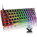 Produktbild Mini 60% Gaming-Tastatur Kabelgebundene mechanische Keyboard, Kompakte Tragbare 62 Tasten, UK-Layout, 19 RGB-Chroma-Backlit, Abnehmbarer USB-Typ C, für Laptop, Mac, PS4,Xbox (Schwarz/Blauer Schalter)