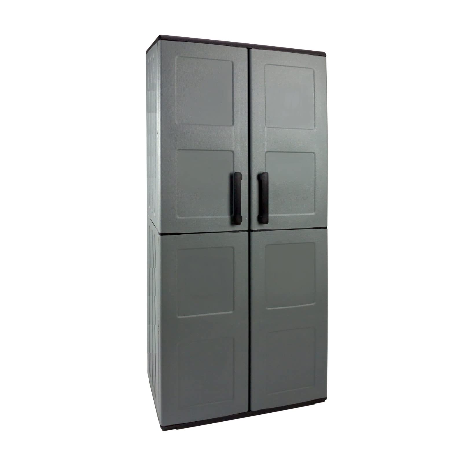 Armario de altura completa en polipropileno, material reciclable y ecológico sostenible, está equipado con bisagras de acero y estantes ajustables, dimensiones L 680 x P370 x H 1.630 mm.